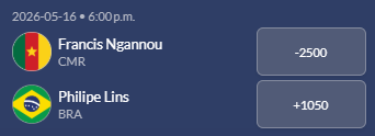 Screenshot of the Ngannou vs Lins odds from Sports Interaction.